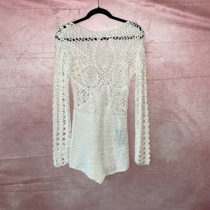 All white crochet romper
